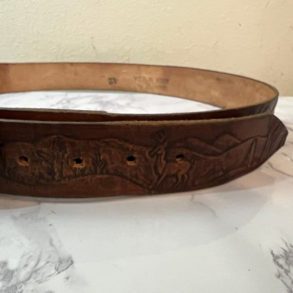 Chicago Terminal B&O Belt Buckle with Tooled Western Brown Belt - Picture 4 of 11